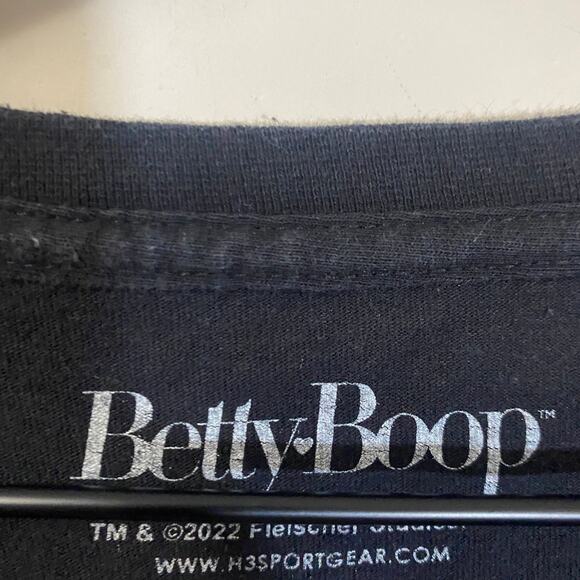 Betty Boop Graphic T-Shirt Biker Tee Flames Retro Black Motorcycle Print Sz XL - Picture 3 of 8